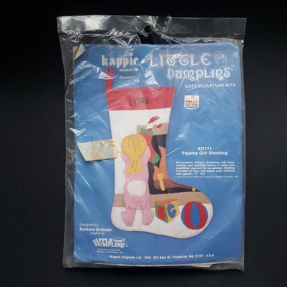 Kappie Other - Vintage 80s Felt Pajama Girl Christmas Stocking Kit Incomplete READ 1983 Kapple